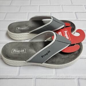 Propet TravelActiv FT Thong Sandals Flip Flops Gray Women's 9.5 X(2E)